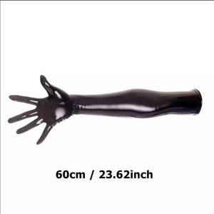 Men’s Women's Satin Fa Patent Leather Long Gloves Fa Latex Fetish Kink Fingers